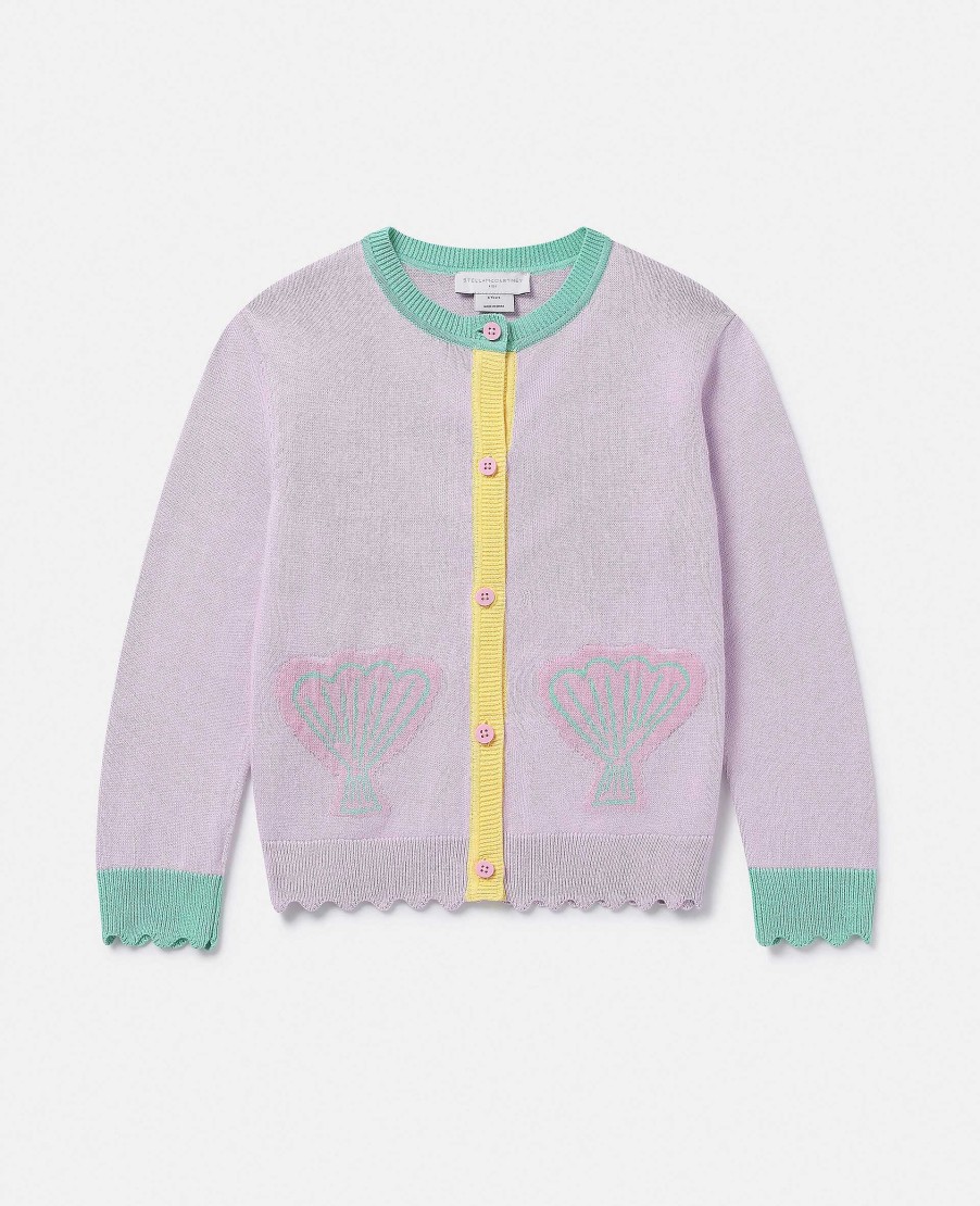 Barn Stella McCartney Trojor Och Koftor | Seashell Pocket Cardigan