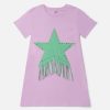 Barn Stella McCartney Klanningar Och Allt-I-Ett | Fringed Star T-Shirt Klanning