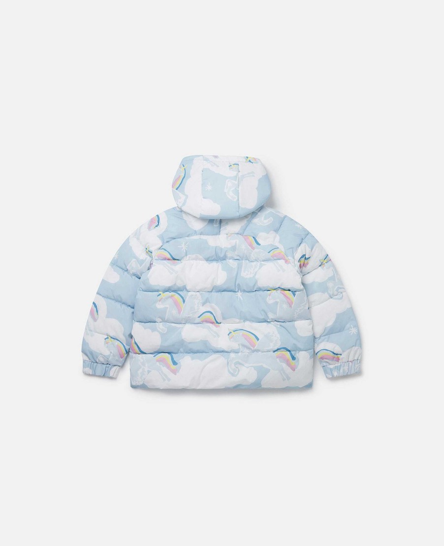 Barn Stella McCartney Ytterklader | Rainbow Unicorn Cloud Print Puffer Coat