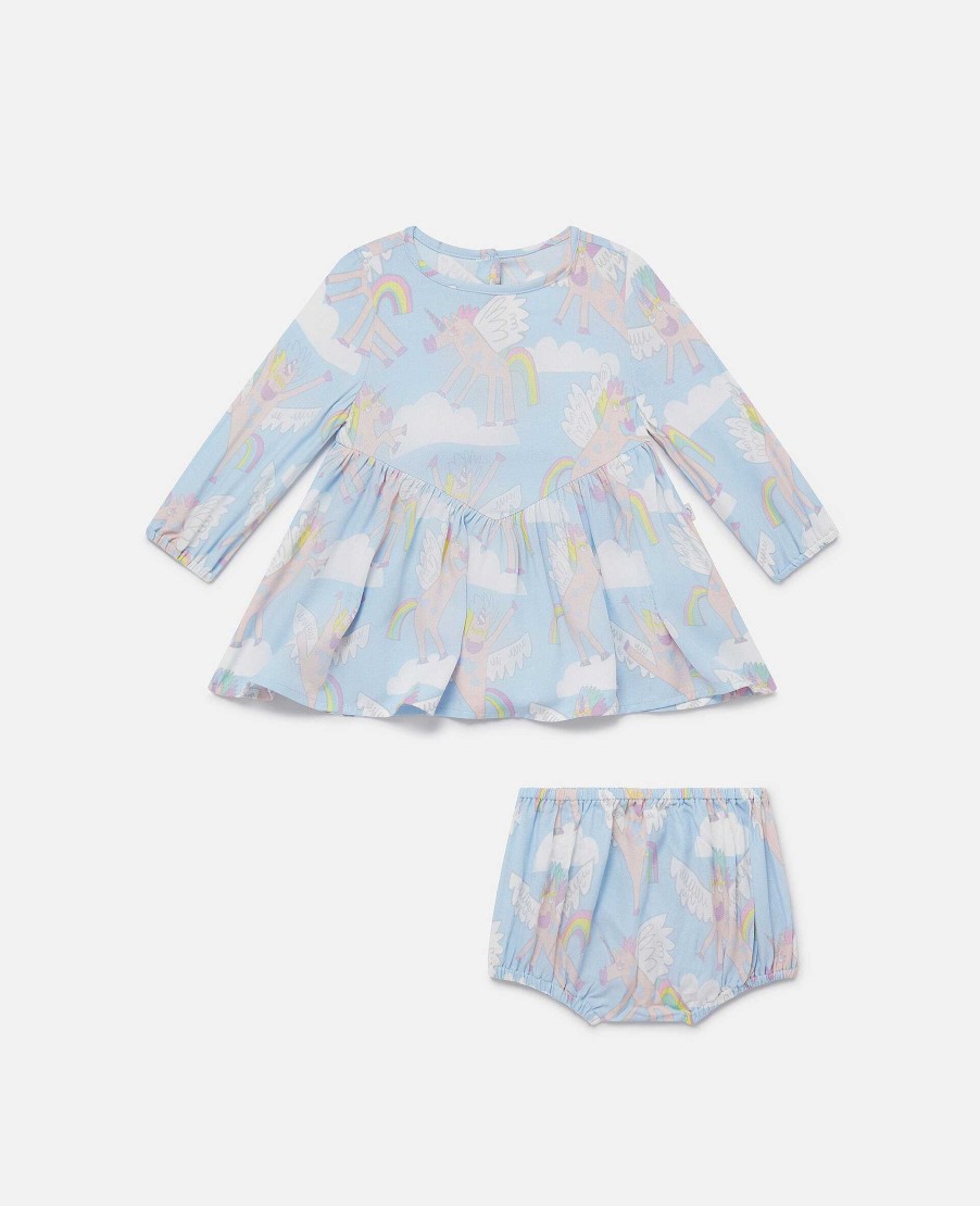 Barn Stella McCartney Baby Flickor | Rainbow Unicorn Print Klanning Och Bloomers Set