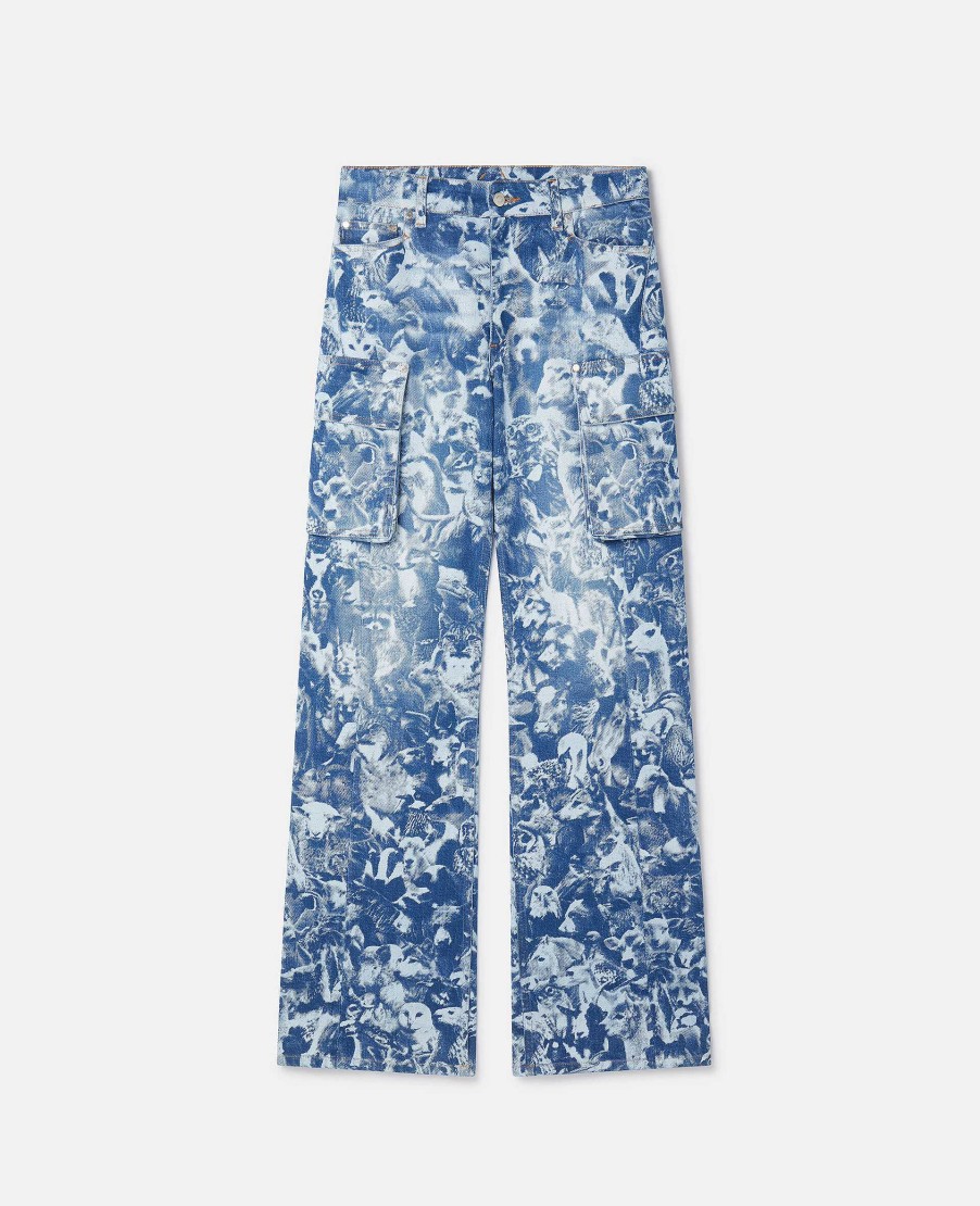 Kvinnor Stella McCartney Byxor Och Shorts | Animal Forest Print Cargo Jeans