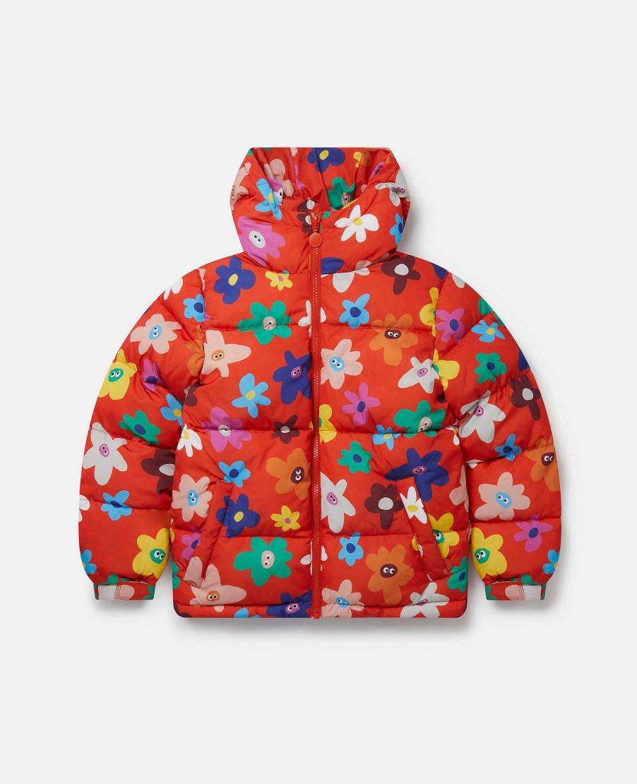 Barn Stella McCartney Ytterklader | Leende Blommonster Hooded Puffer Coat