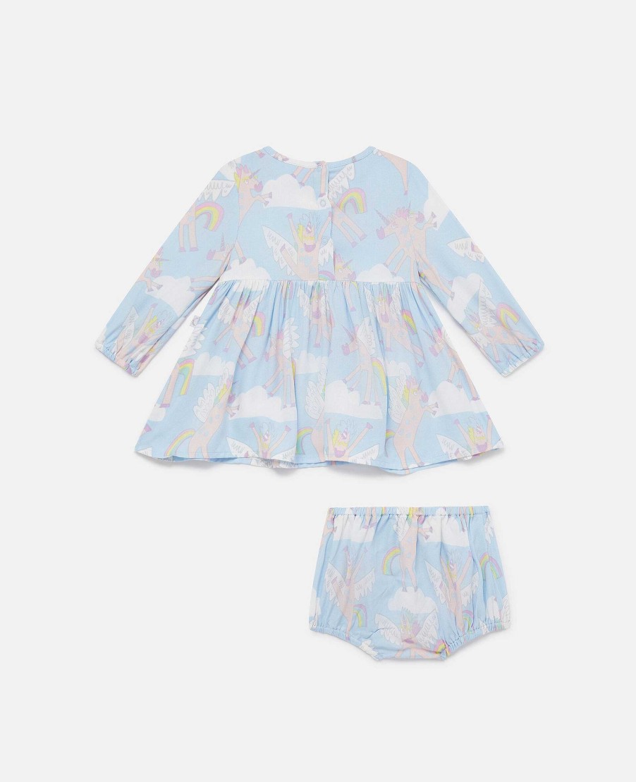 Barn Stella McCartney Baby Flickor | Rainbow Unicorn Print Klanning Och Bloomers Set