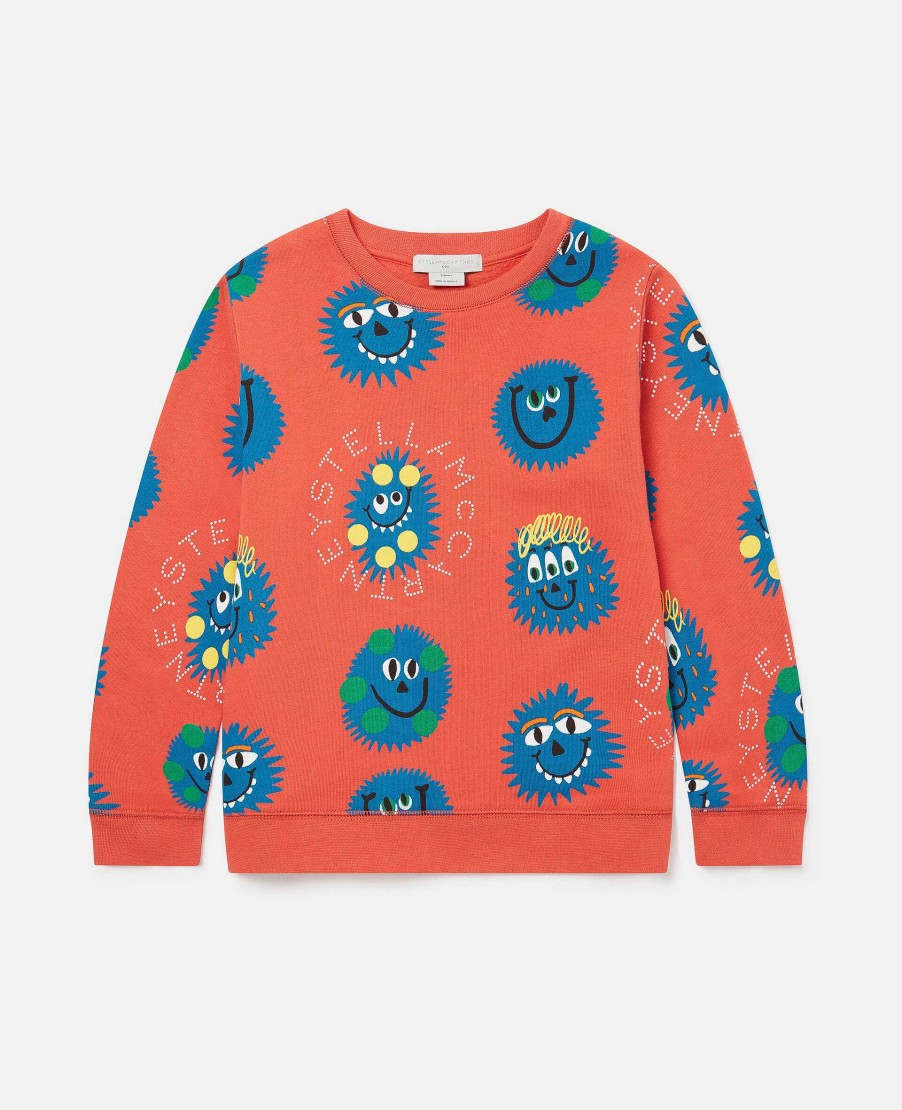 Barn Stella McCartney T-Shirts Och Troja | Monster Faces Langarmad T-Shirt