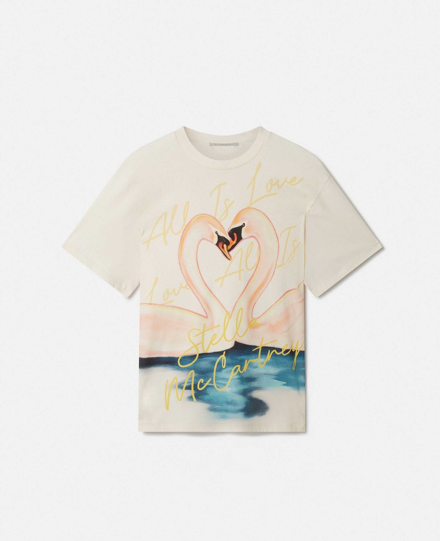 Kvinnor Stella McCartney Trojor Och T-Shirts | Kissing Swans Oversized T-Shirt