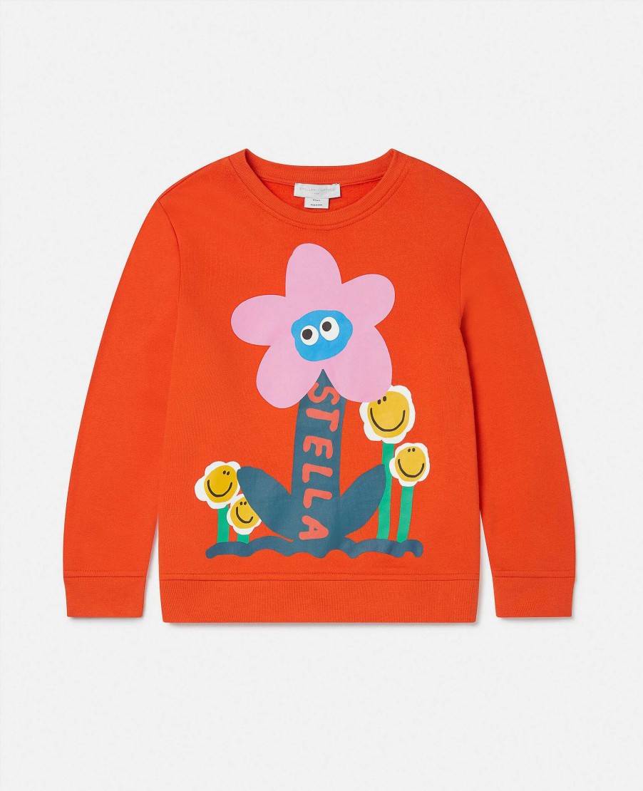 Barn Stella McCartney Baby Flickor | Sweatshirt Med Leende Blommotiv