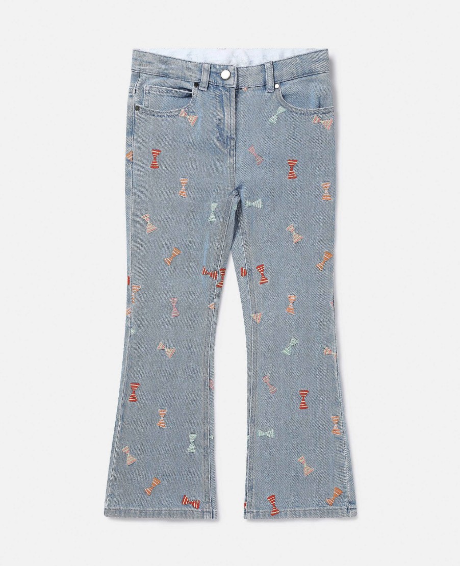 Barn Stella McCartney Byxor Och Kjolar | Randiga Rosetttryck Utsvangda Jeans