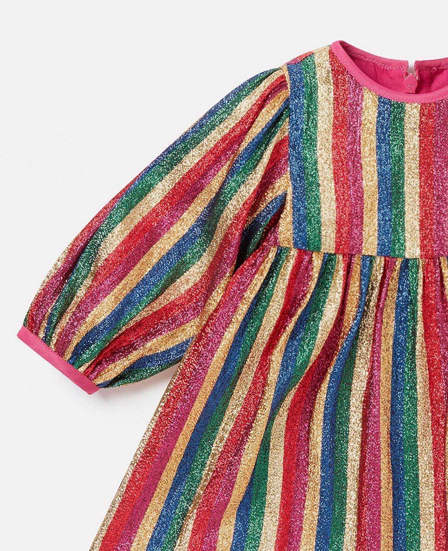 Barn Stella McCartney Baby Flickor | Glitter Rainbow Stripe Klanning