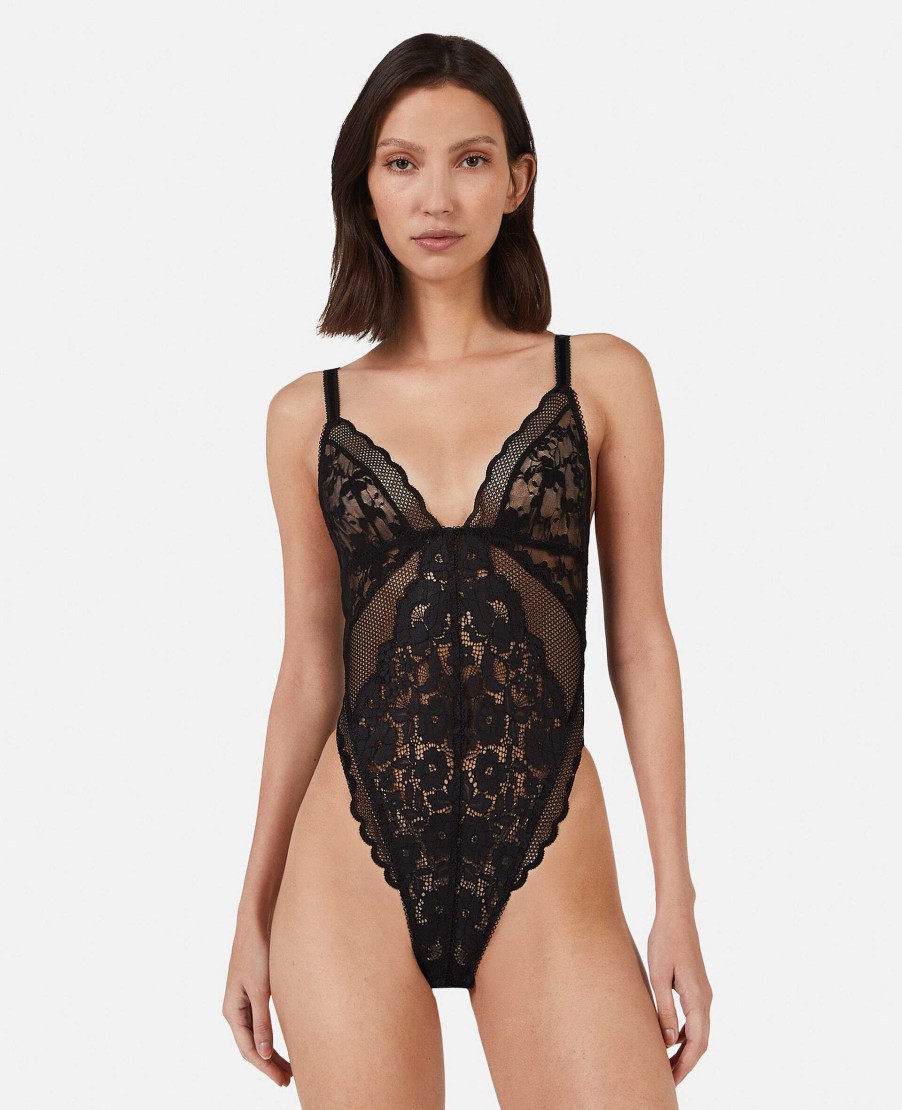 Kvinnor Stella McCartney Underklader Och Nattklader | Patchwork Spets Bodysuit Med Hoga Ben