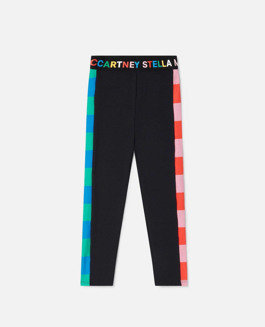 Barn Stella McCartney Byxor Och Kjolar | Randiga Sidoleggings Med Logotyp