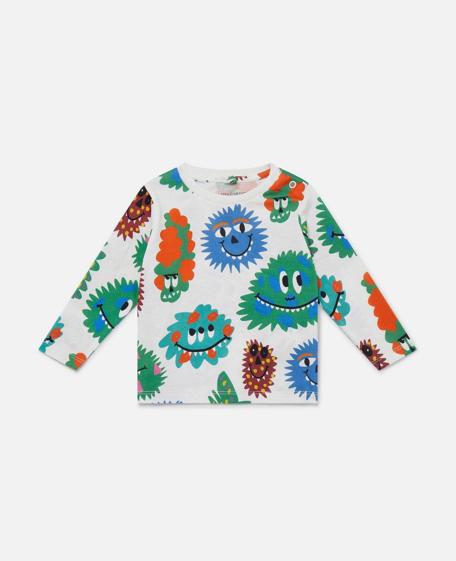 Barn Stella McCartney Baby Boys | Langarmad T-Shirt Med Monstertryck