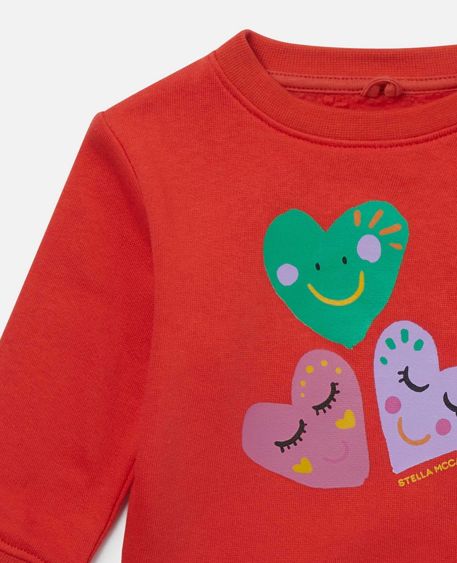 Barn Stella McCartney Baby Flickor | Smiley Flower Motiv Langarmad T-Shirt