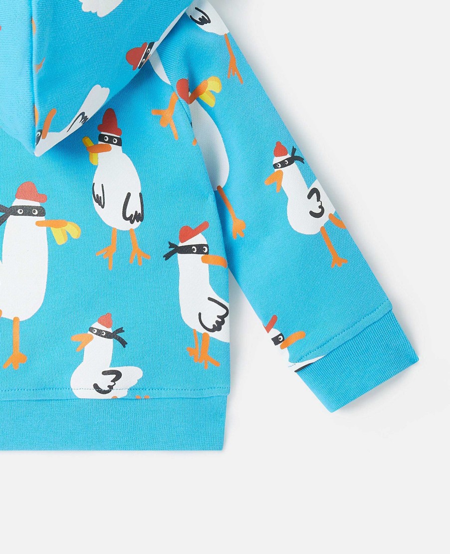 Barn Stella McCartney Baby Boys | Seagull Bandit Hoodie Med Dragkedja