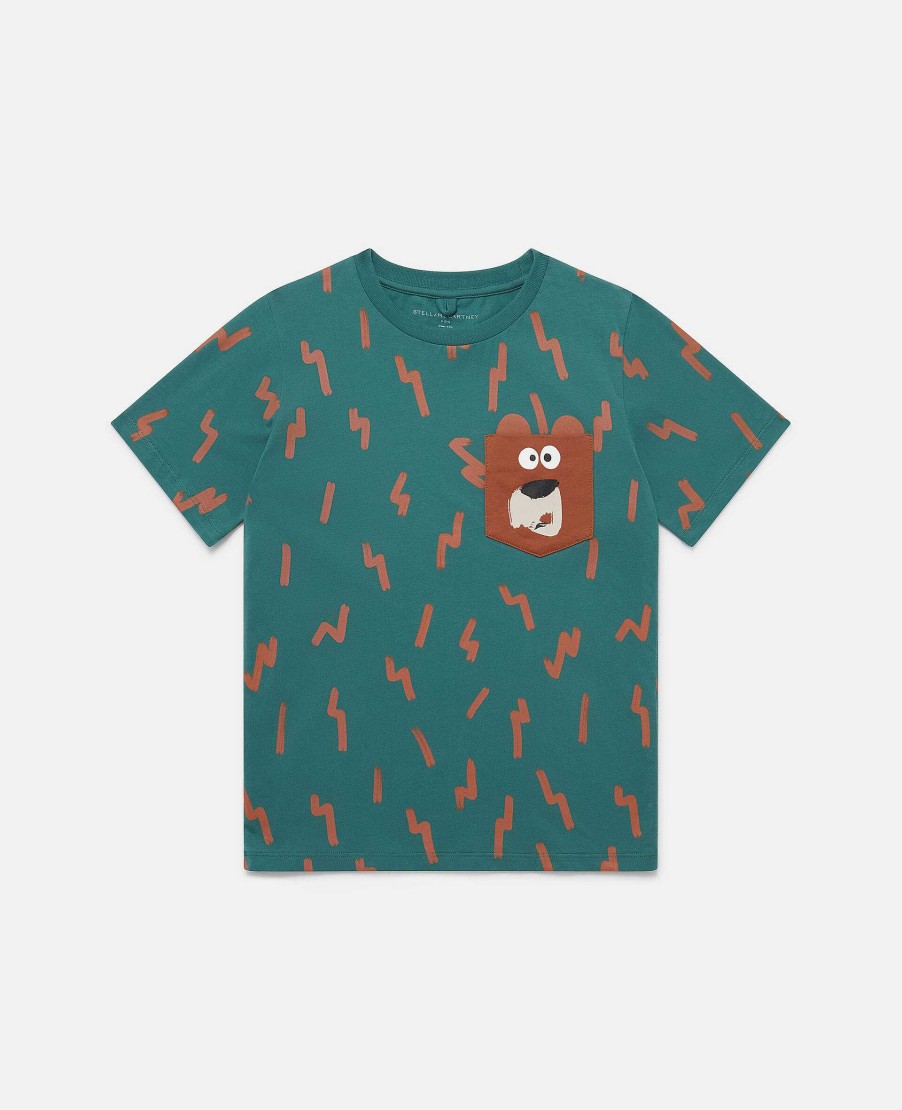 Barn Stella McCartney T-Shirts Och Troja | Lightning Strike Bear Pocket T-Shirt