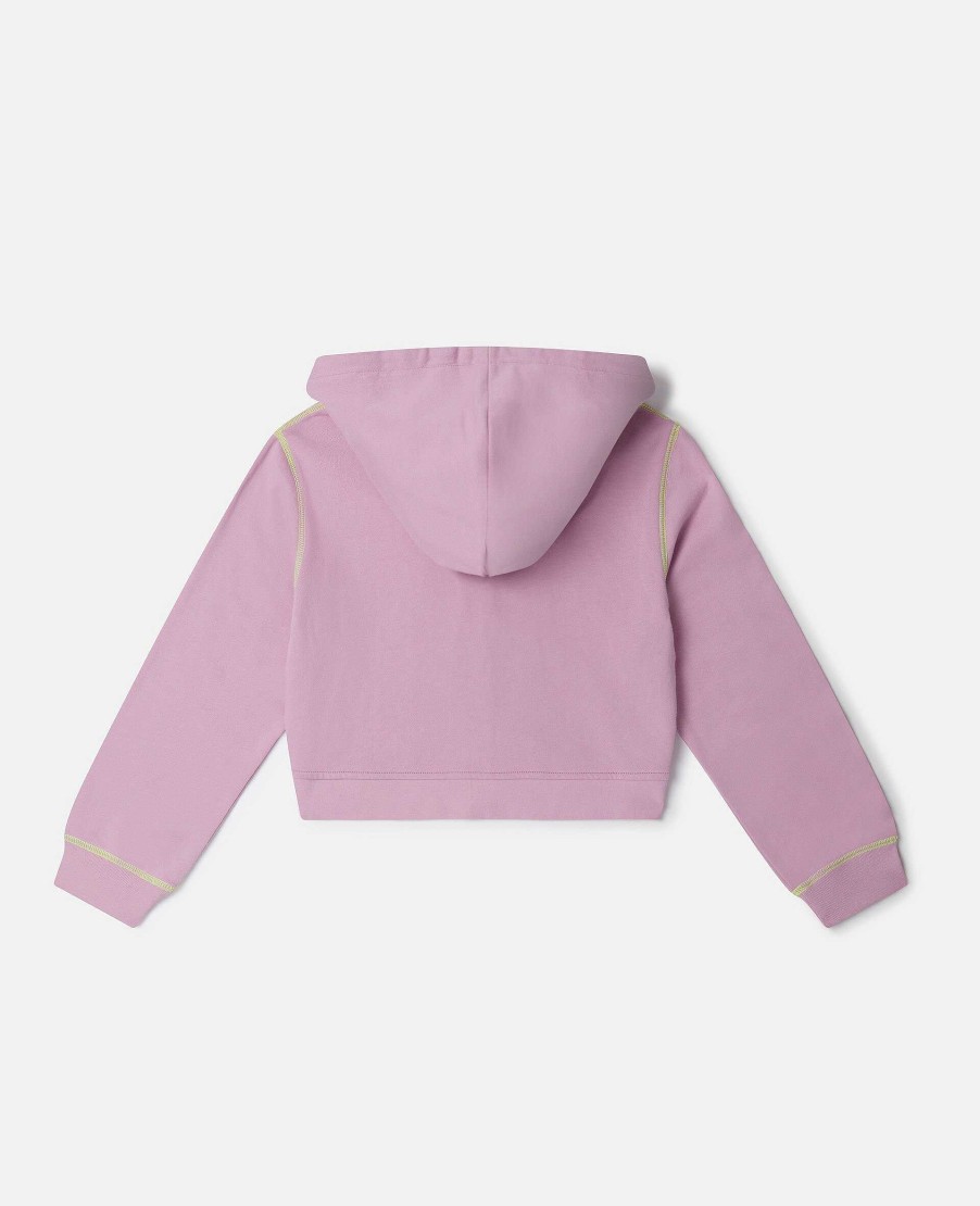 Barn Stella McCartney Trojor Och Koftor | Smc Neon Trim Hoodie Med Dragkedja