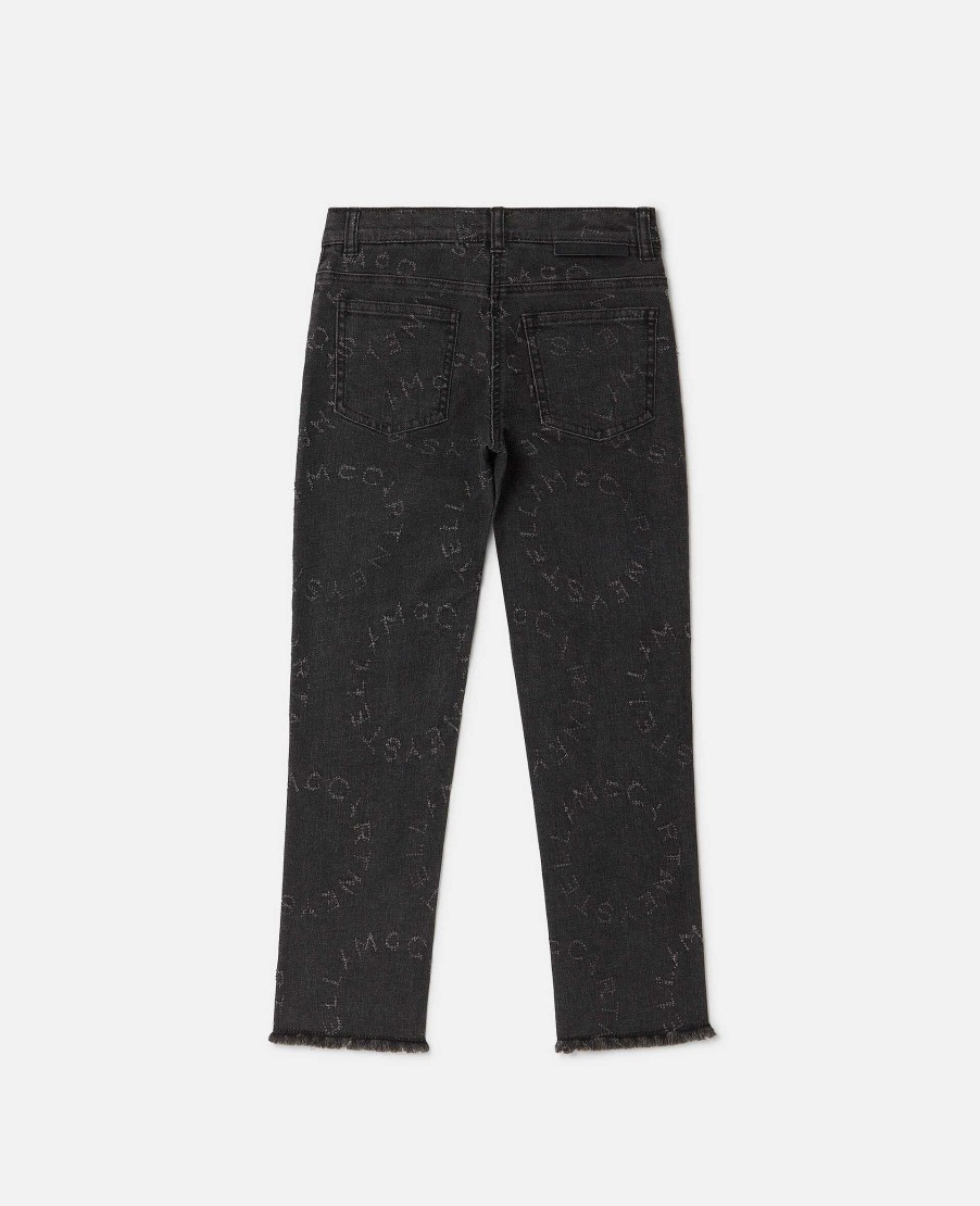 Barn Stella McCartney Byxor Och Kjolar | Jeans Med Raka Ben Med Cirkular Logotyp