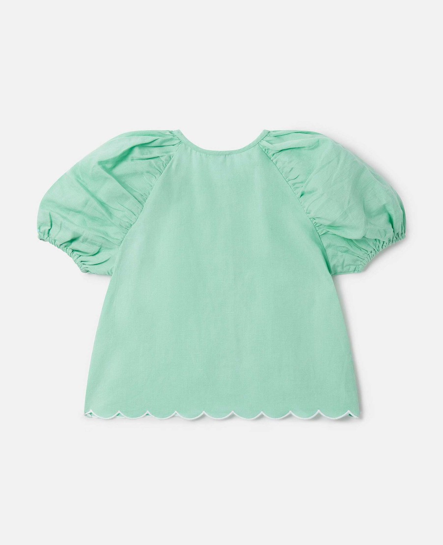 Barn Stella McCartney T-Shirts Och Toppar | Scalloped Edge Puff Sleeve Shirt