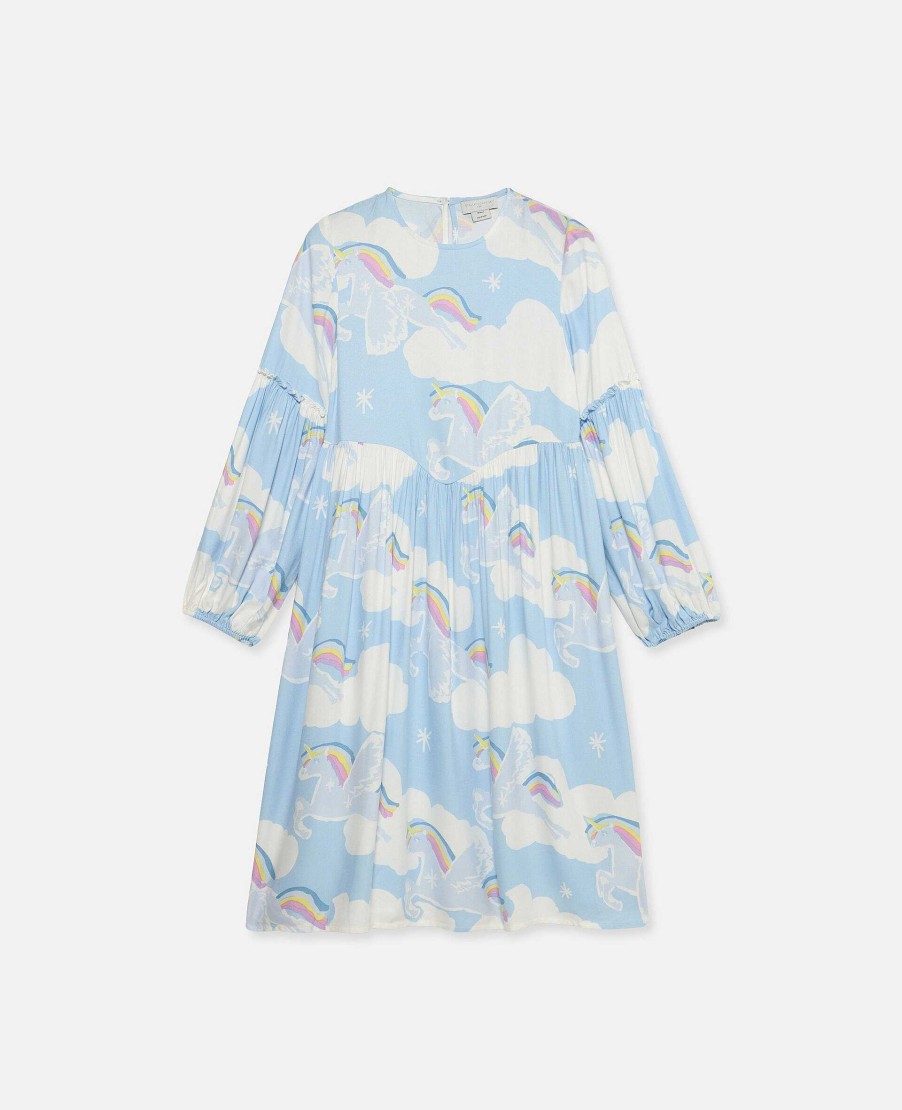 Barn Stella McCartney Klanningar Och Allt-I-Ett | Rainbow Unicorn Cloud Print Skater Klanning