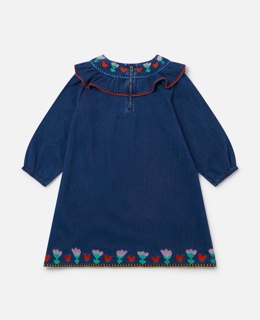 Barn Stella McCartney Klanningar Och Allt-I-Ett | Folkblomma Broderad Kragklanning