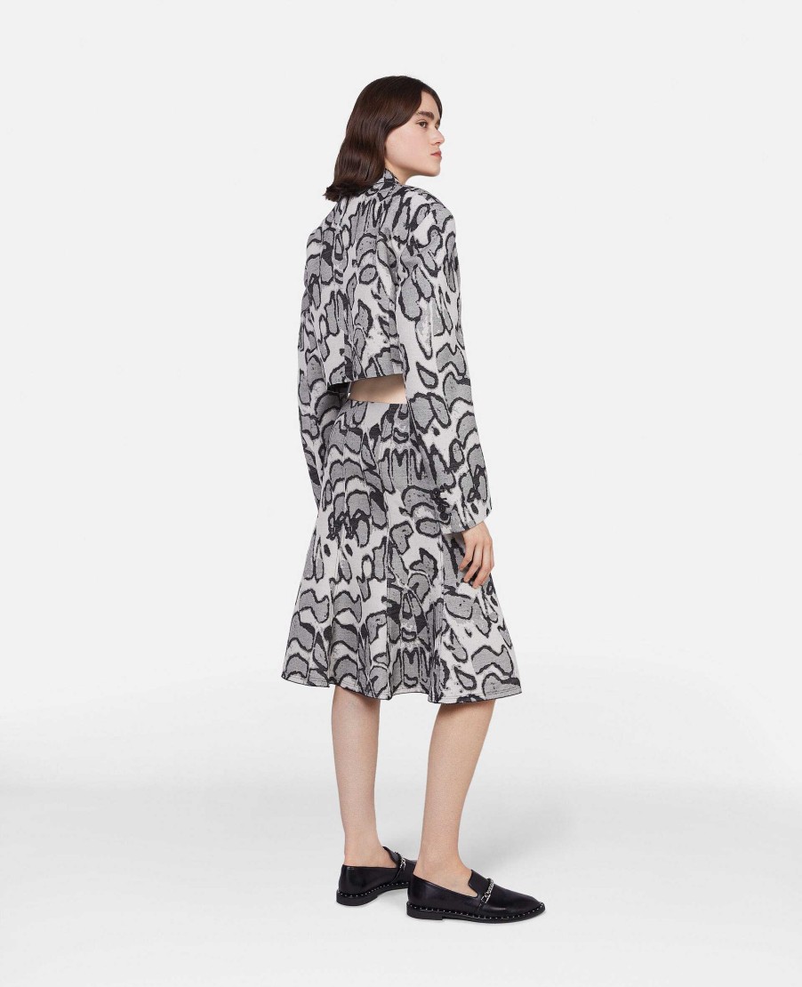 Kvinnor Stella McCartney Skradderi | Abstrakt Moth Jacquard Cropped Utility Jacket