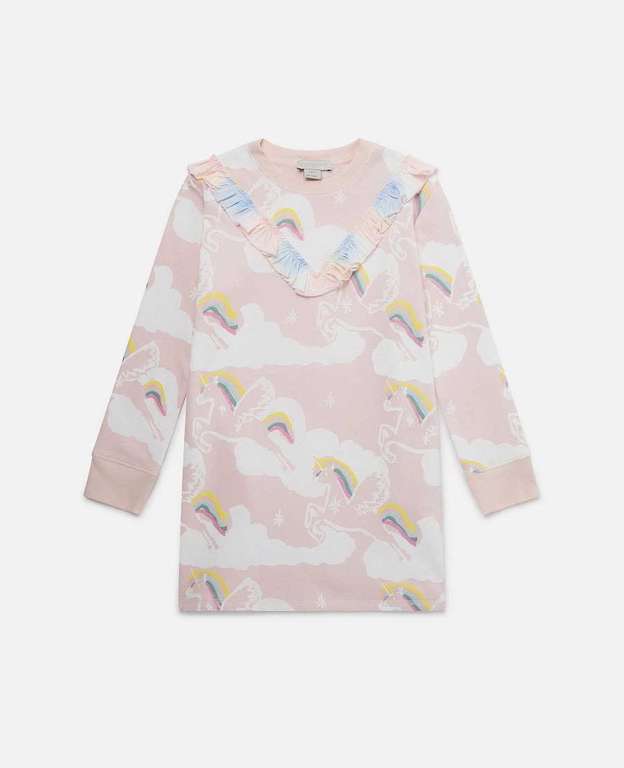 Barn Stella McCartney Klanningar Och Allt-I-Ett | Rainbow Unicorn Cloud Print Sweater Dress