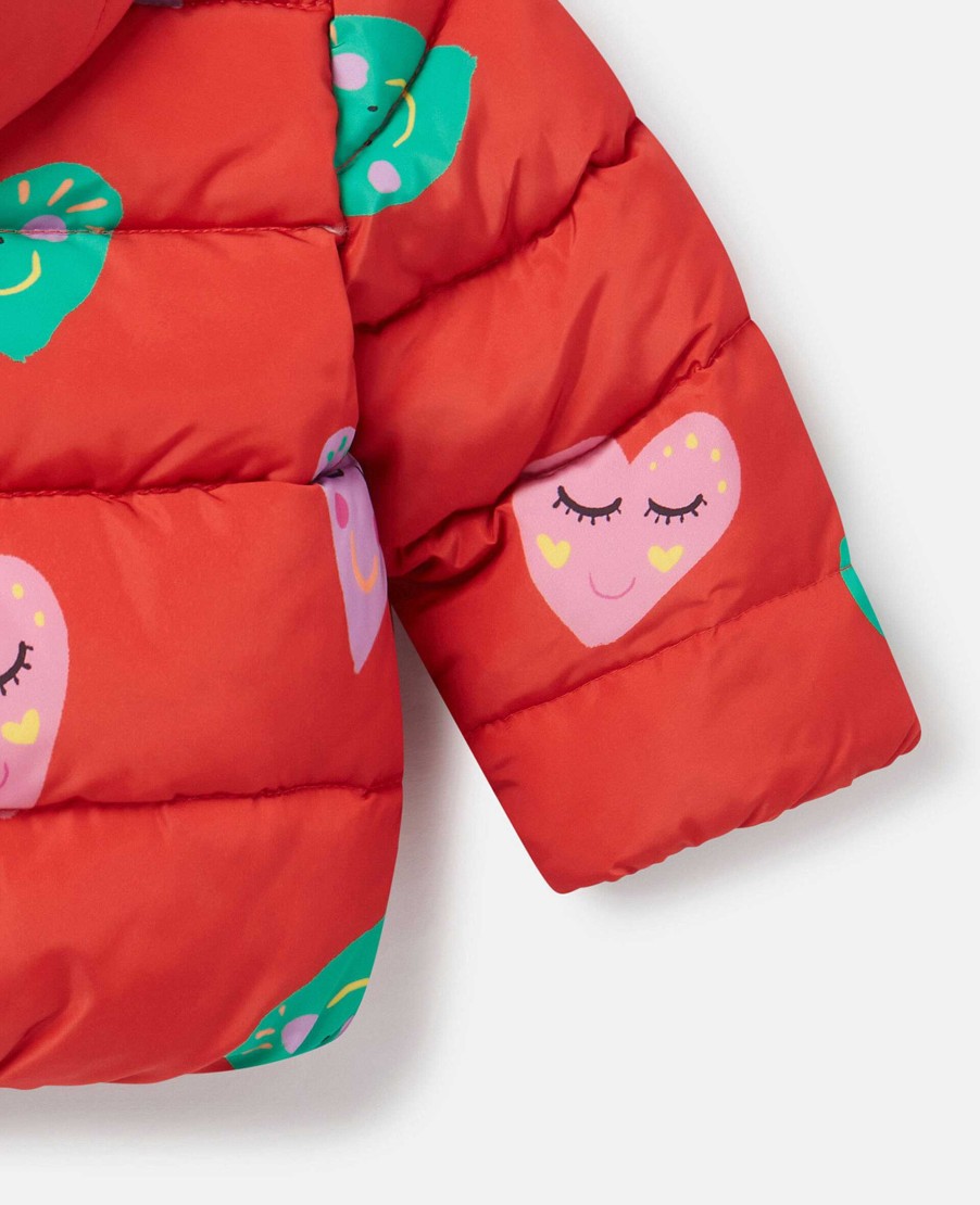 Barn Stella McCartney Baby Flickor | Leende Hjarta Print Puffer Coat