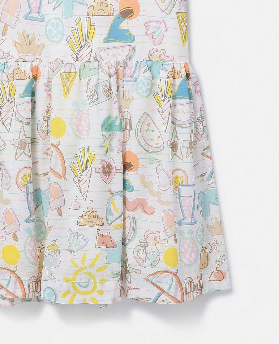 Barn Stella McCartney Klanningar Och Allt-I-Ett | Sommar Doodles Print Skjorta Klanning