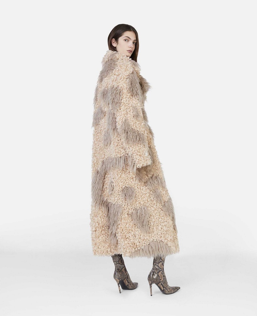 Kvinnor Stella McCartney Kappor Och Jackor | Tree Bark Print Lang Teddy Coat