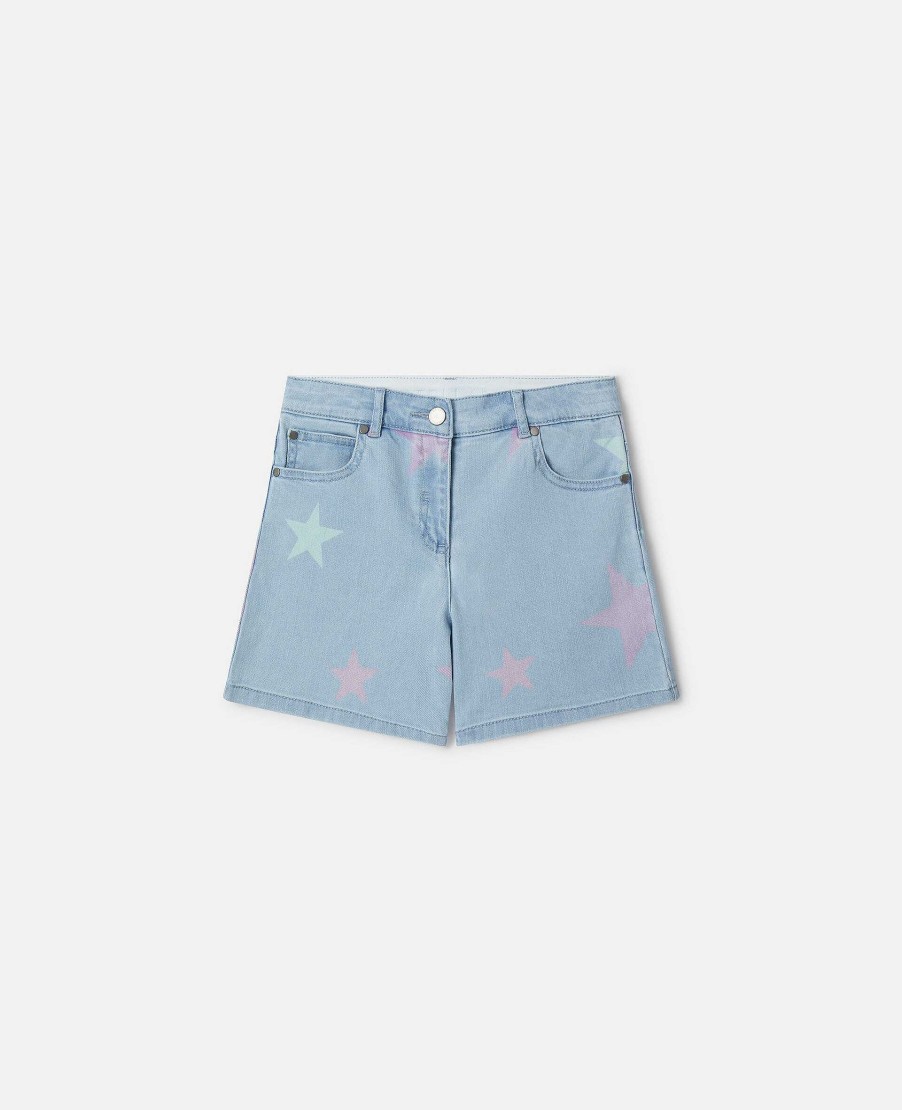 Barn Stella McCartney Byxor Och Kjolar | Stella Star Print Jeansshorts