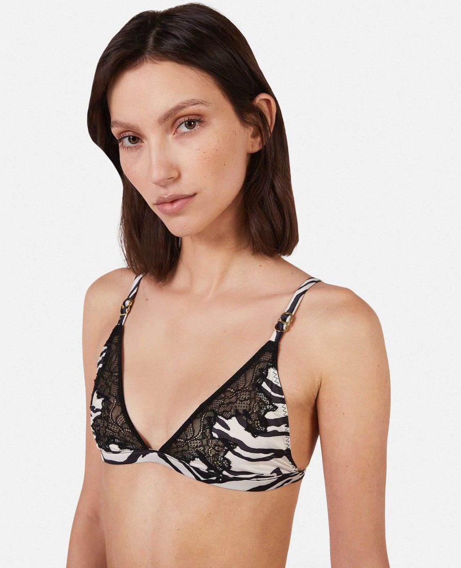 Kvinnor Stella McCartney Underklader Och Nattklader | Zebra Print Satin Soft Cup Bh