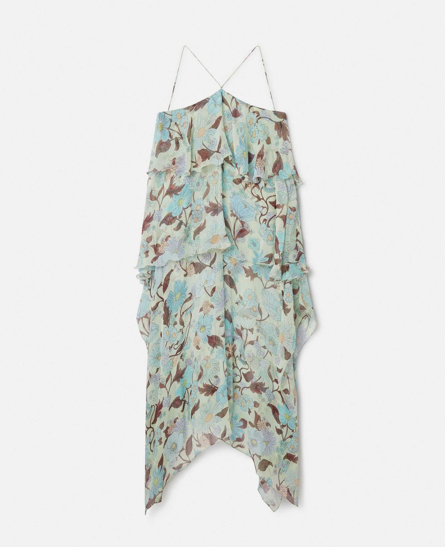 Kvinnor Stella McCartney Klanningar | Lady Garden Print Silk Chiffong Halterneck Klanning