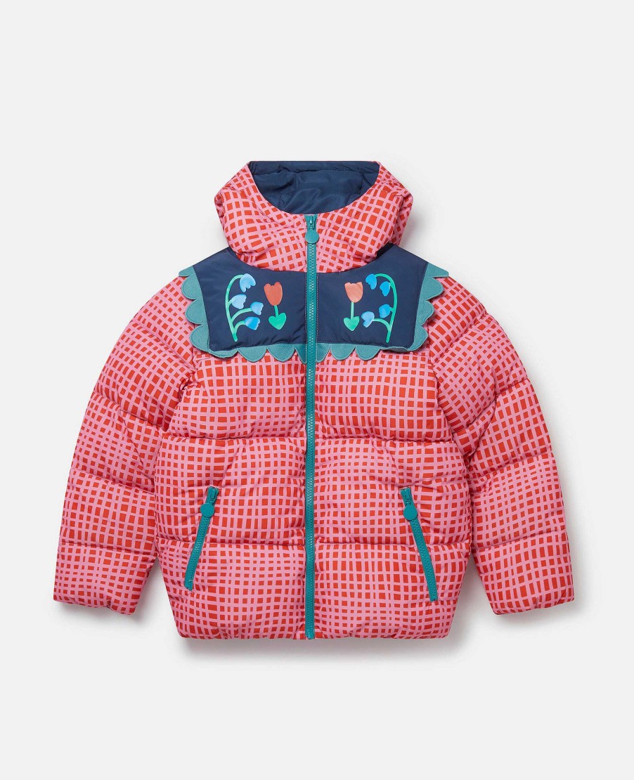 Barn Stella McCartney Ytterklader | Folkblomma Check Print Puffer Coat