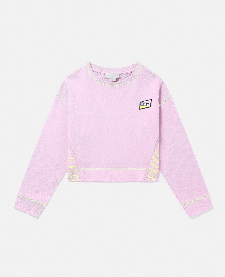 Barn Stella McCartney Trojor Och Koftor | Smc Neon Trim Cropped Sweatshirt