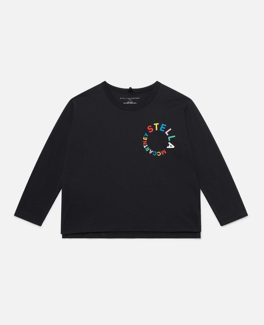 Barn Stella McCartney Trojor Och Koftor | Langarmad T-Shirt Med Logotypbroderi