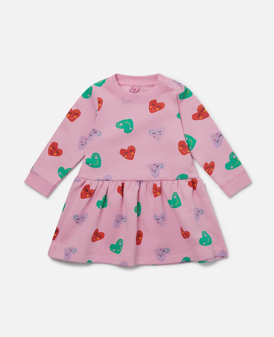 Barn Stella McCartney Baby Flickor | Smiling Heart Print Skater Klanning