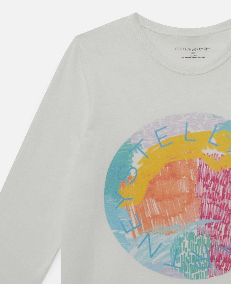 Barn Stella McCartney Trojor Och Koftor | Logotyp Scribble Disc Langarmad T-Shirt