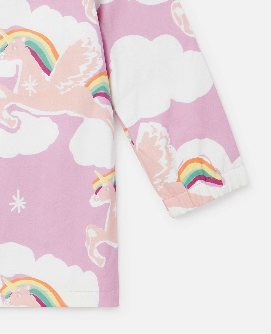 Barn Stella McCartney Ytterklader | Rainbow Unicorn Cloud Print Hood Regnjacka