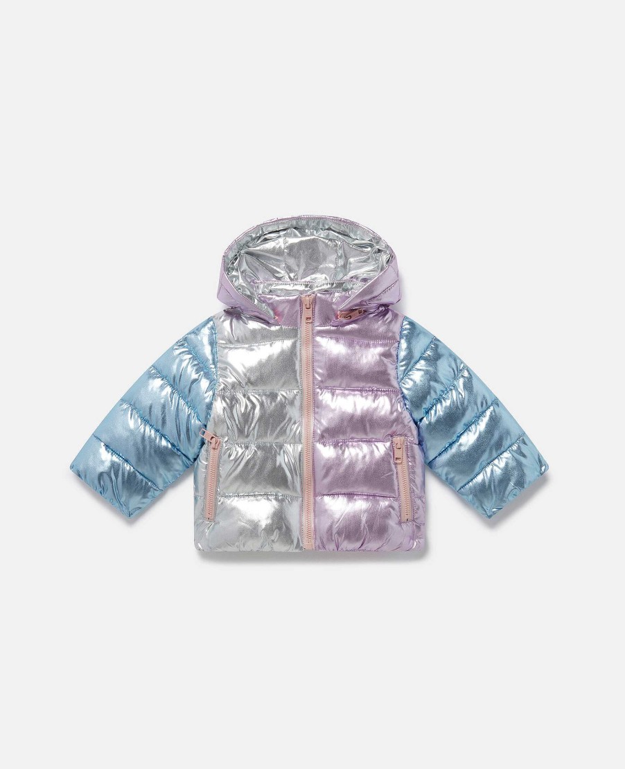 Barn Stella McCartney Baby Flickor | Metallisk Puffer Coat