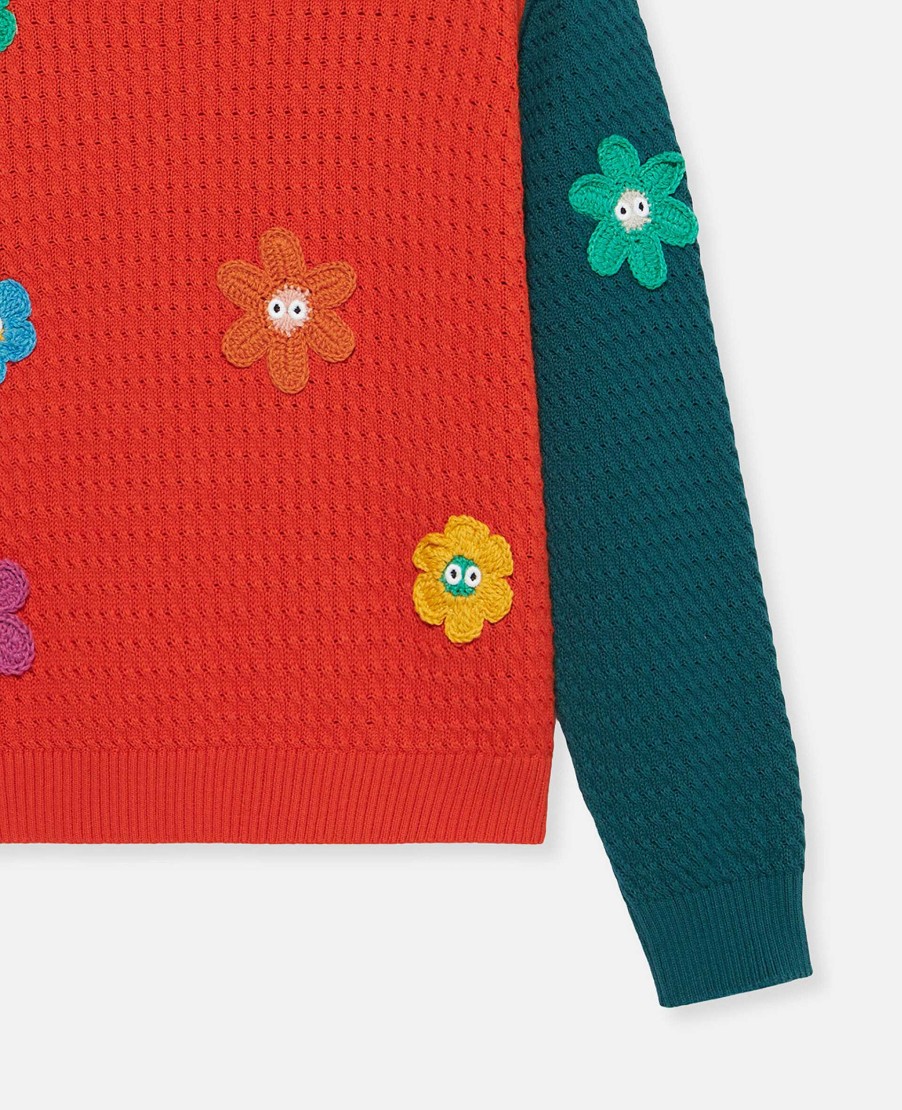 Barn Stella McCartney Trojor Och Koftor | Smiley Flower Virkad Troja