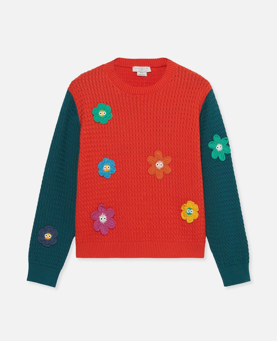 Barn Stella McCartney Trojor Och Koftor | Smiley Flower Virkad Troja