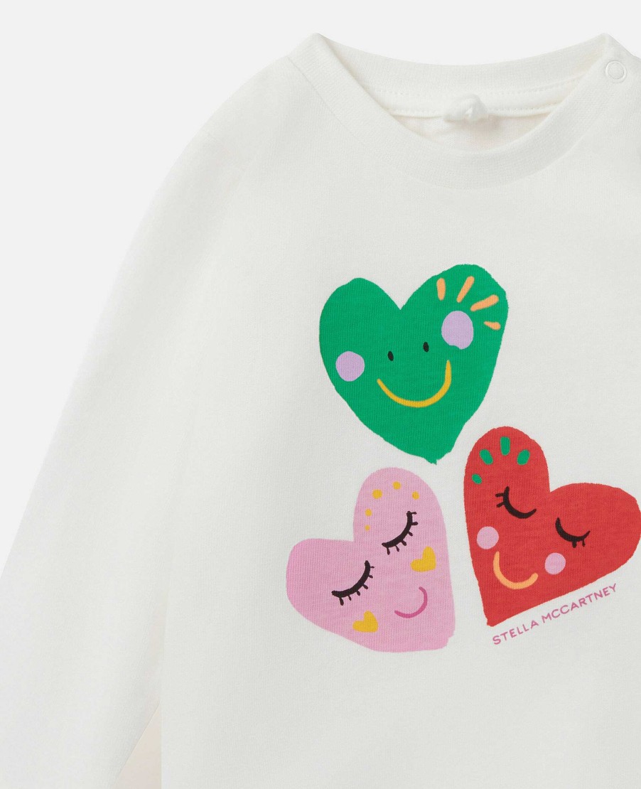 Barn Stella McCartney Baby Flickor | Langarmad T-Shirt Med Leende Hjarta