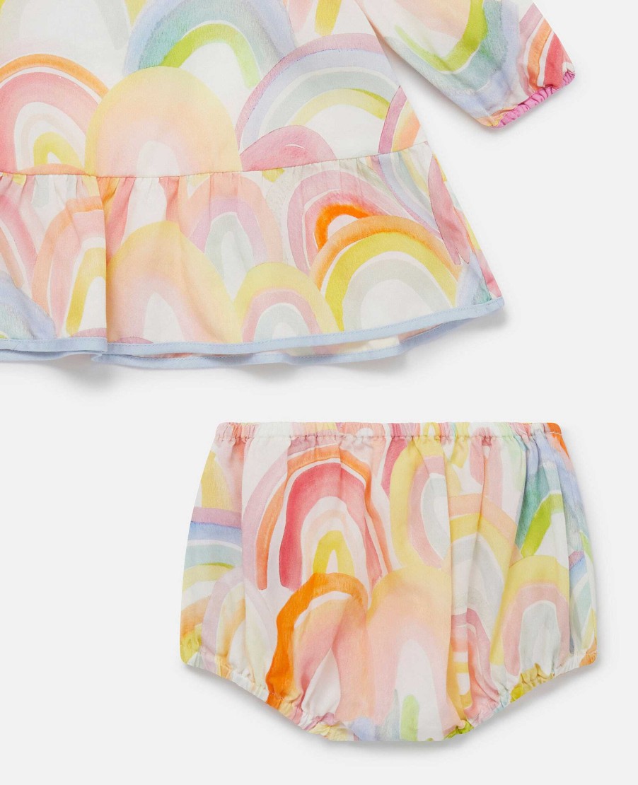 Barn Stella McCartney Baby Flickor | Akvarell Regnbagstryck Klanning Och Bloomers Set