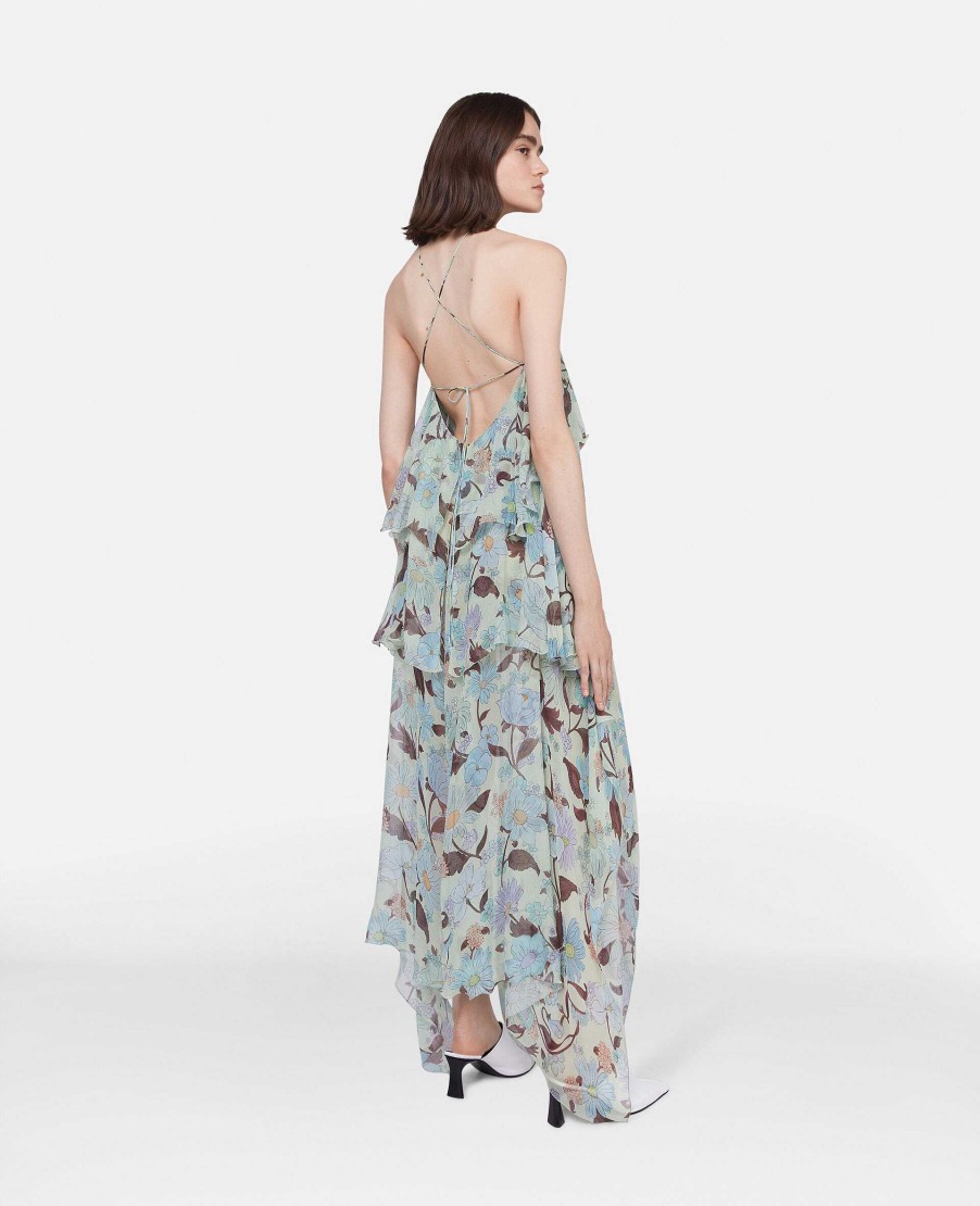 Kvinnor Stella McCartney Klanningar | Lady Garden Print Silk Chiffong Halterneck Klanning