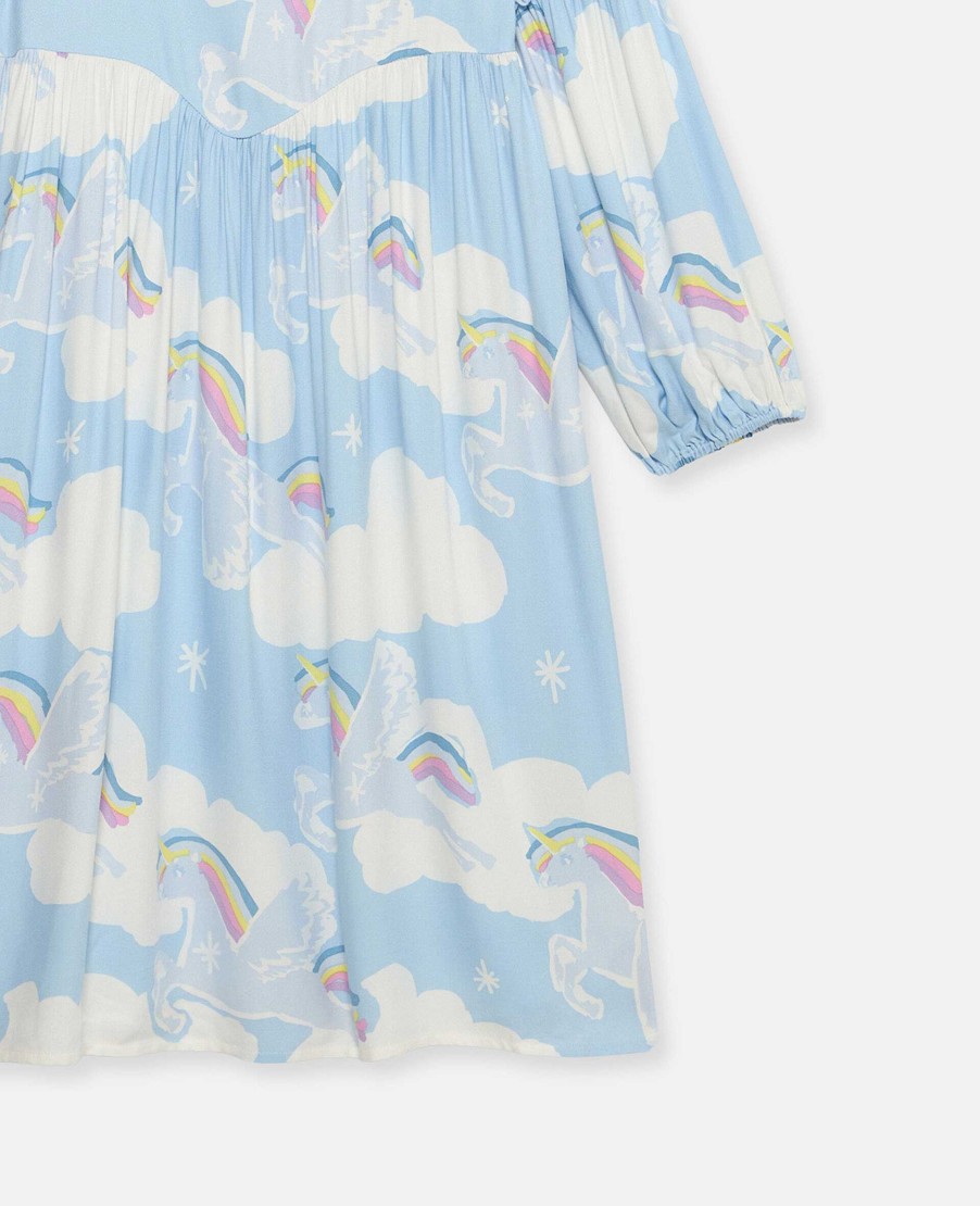 Barn Stella McCartney Klanningar Och Allt-I-Ett | Rainbow Unicorn Cloud Print Skater Klanning