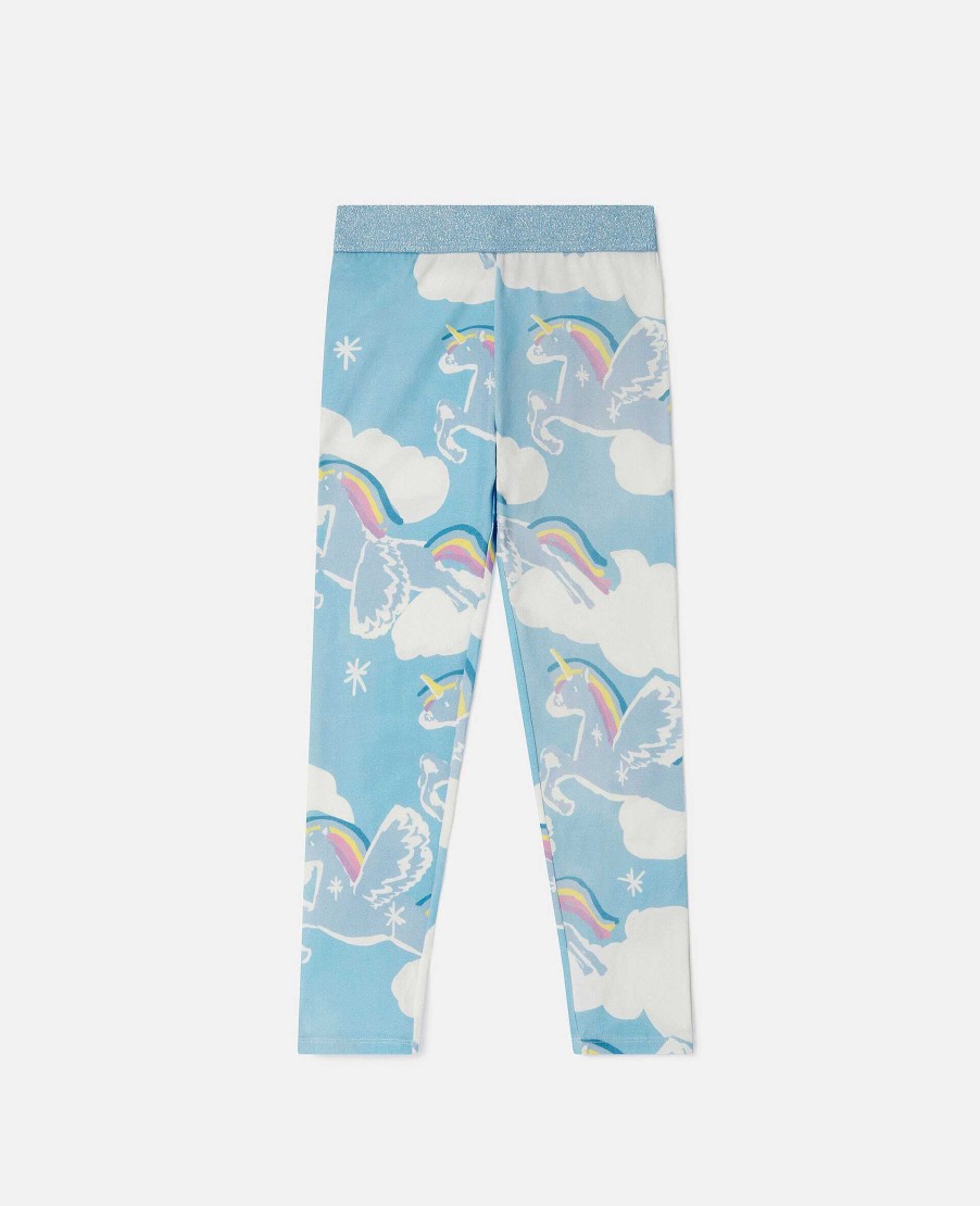 Barn Stella McCartney Byxor Och Kjolar | Rainbow Unicorn Cloud Leggings