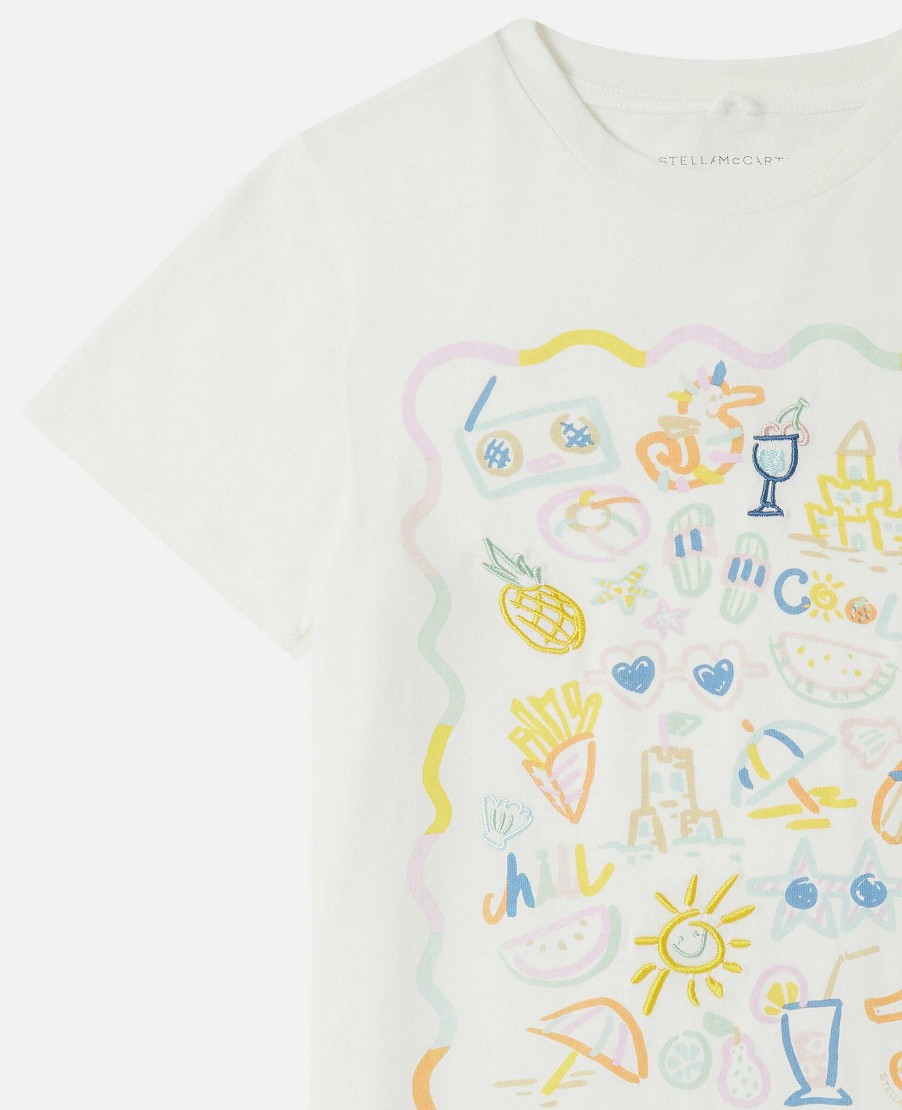 Barn Stella McCartney T-Shirts Och Toppar | Sommar Doodles Motiv T-Shirt