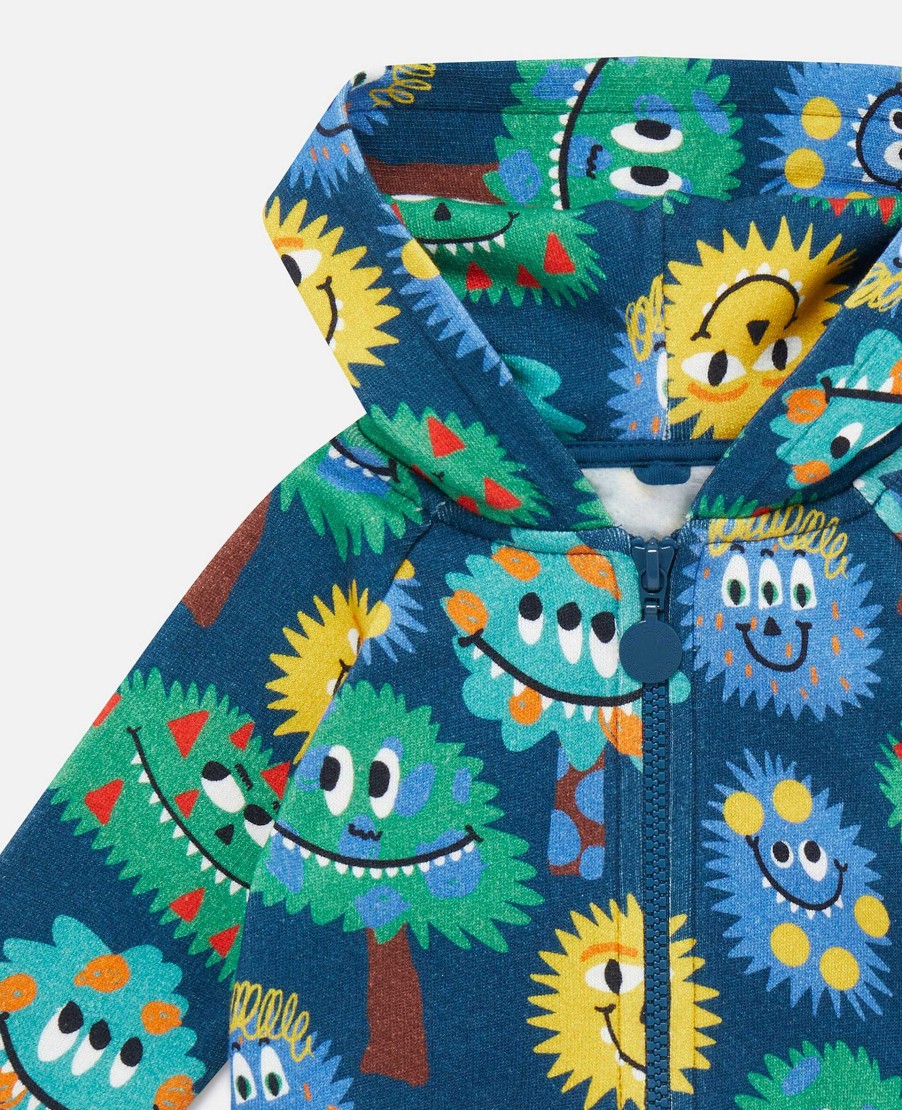 Barn Stella McCartney Baby Boys | Monster Print Hoodie Med Dragkedja