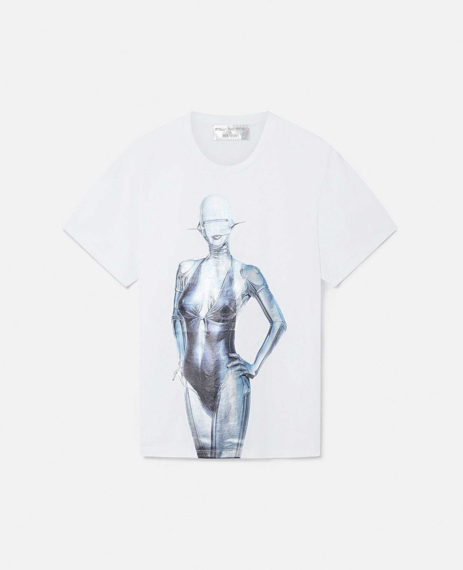 Unisex Stella McCartney T-Shirts | Sexig Robot T-Shirt I Overdimensionerad Ekologisk Bomull