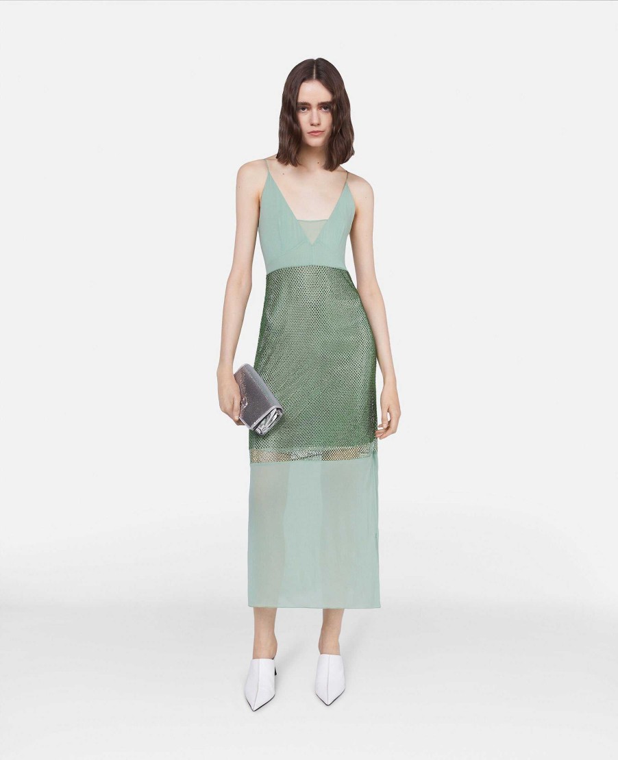 Kvinnor Stella McCartney Klanningar | Kristallpanel Satin Slip Dress