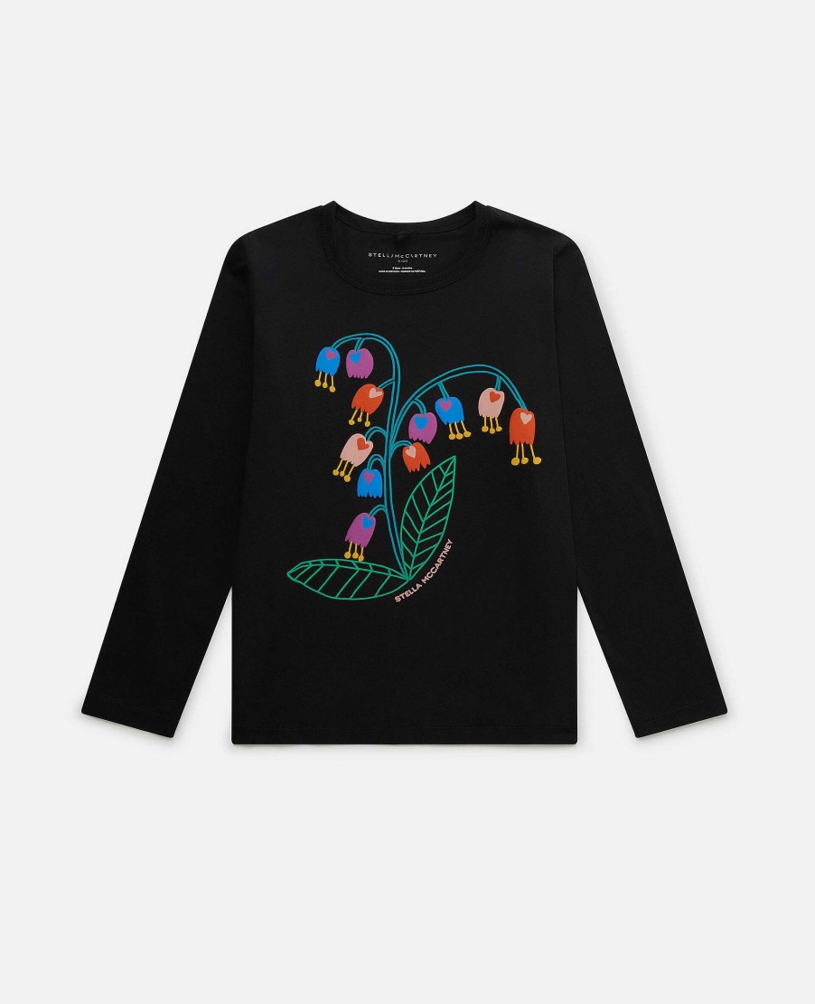 Barn Stella McCartney Trojor Och Koftor | Blomsterbroderi Langarmad T-Shirt